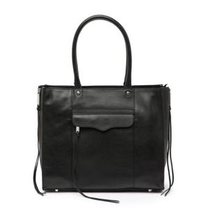 Rebecca Minkoff Side Zip Leather MAB Tote in Black